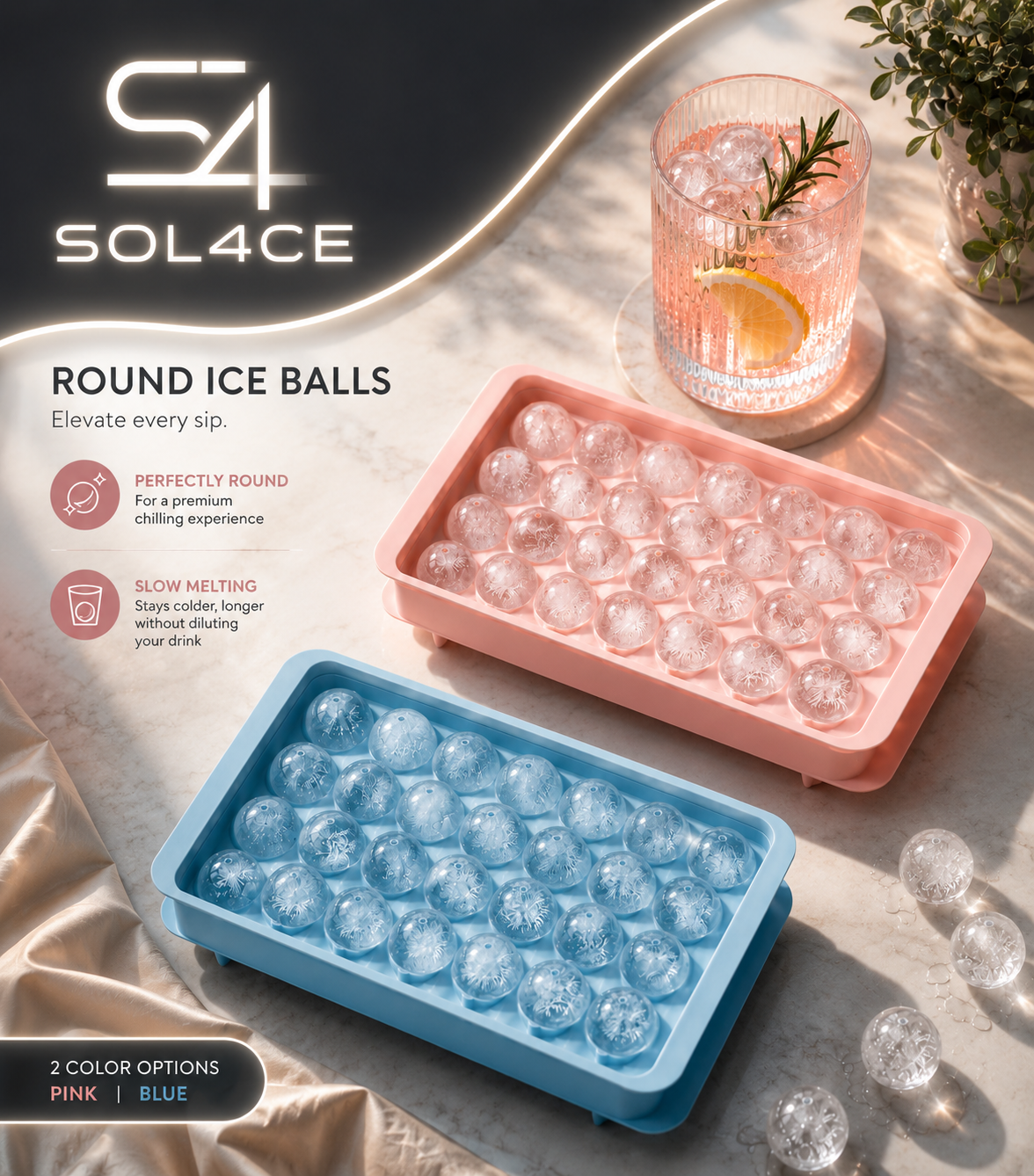 Mini Ice Cube Trays  Tiny Ice Cube Tray with Lid for Freezer, Round Ice Cubes for Chilling Cocktail Whiskey Tea Coffee