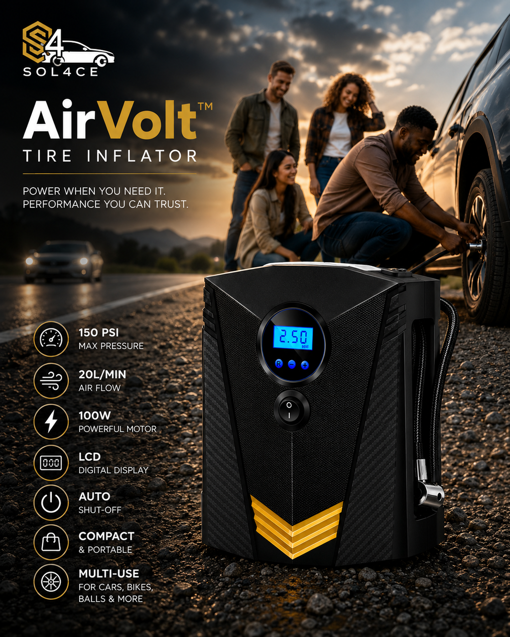 SOL4CE AirVolt™ Tire Inflator