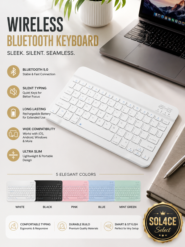 Bluetooth-compatible Keyboard for Android iOS Portable Rechargeable Universal Wireless Keyboard for Tablet Phone Laptop iPad