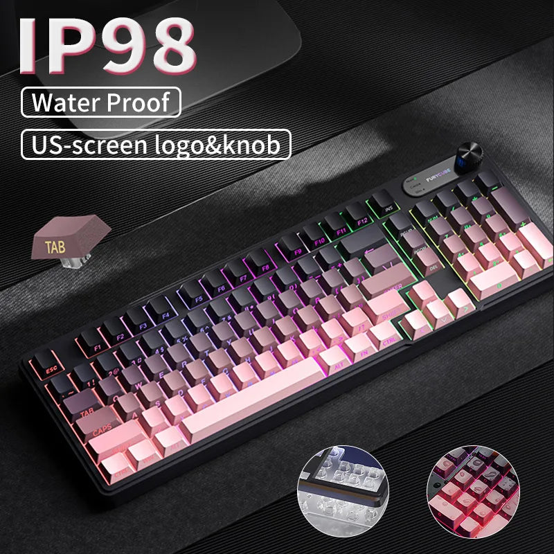FURYCUBE IP98 Membrane Feel Waterproof Ergonomic Support Gaming E-sports High Appearance Wired Silent Keyboard