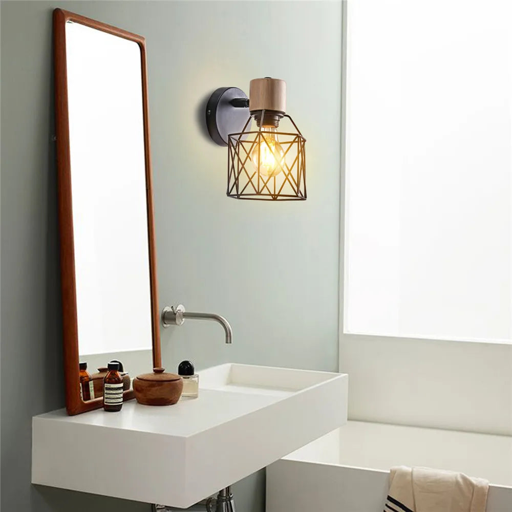 Modern Minimalist Wall Lamp Sconce Nordic Bedside Table Wall Light for Bedroom Bathroon Wooden Iron Cafe Lighting Decoration LED