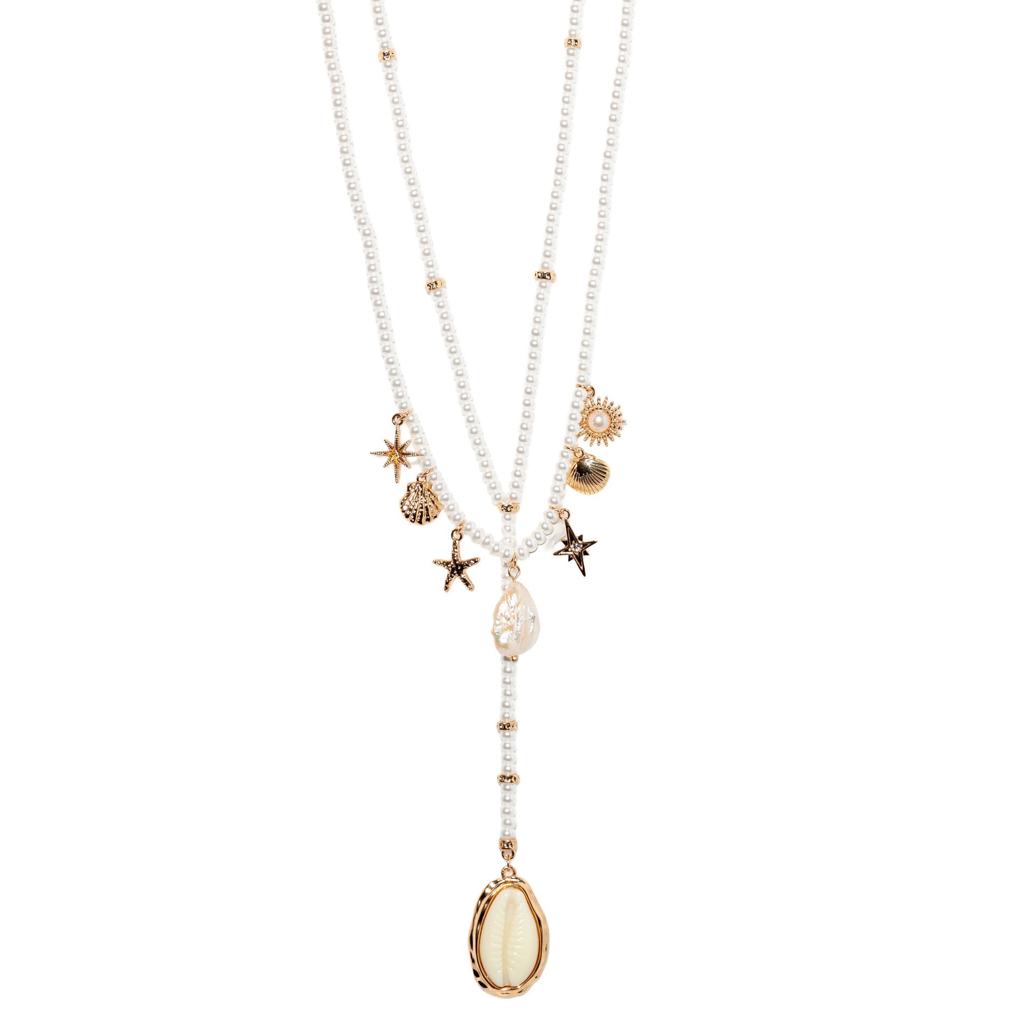Eternal Afterglow Pearl Seashell Necklace Set