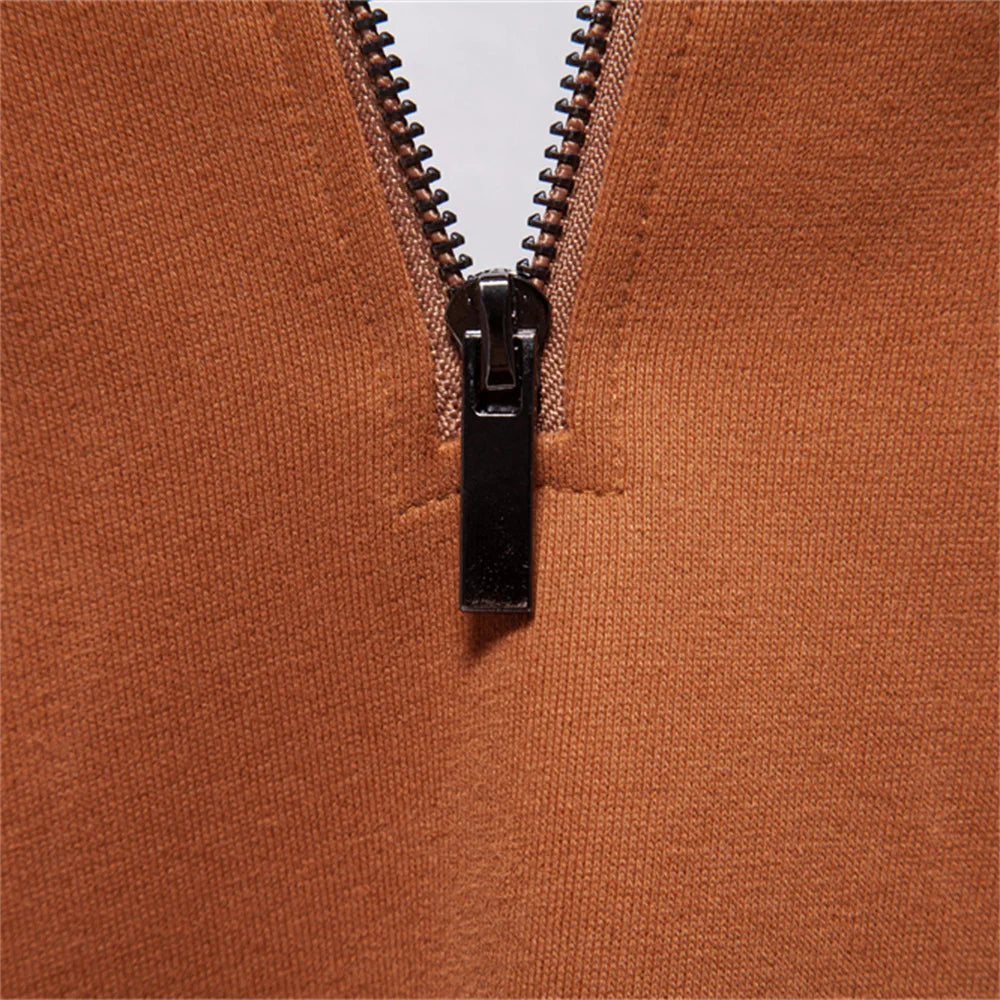 AIOPESON Mens Mock Neck Quarter Zip Sweatshirts Patchwork  Fashion Pullover Cotton-blend Sweatshirt for Men