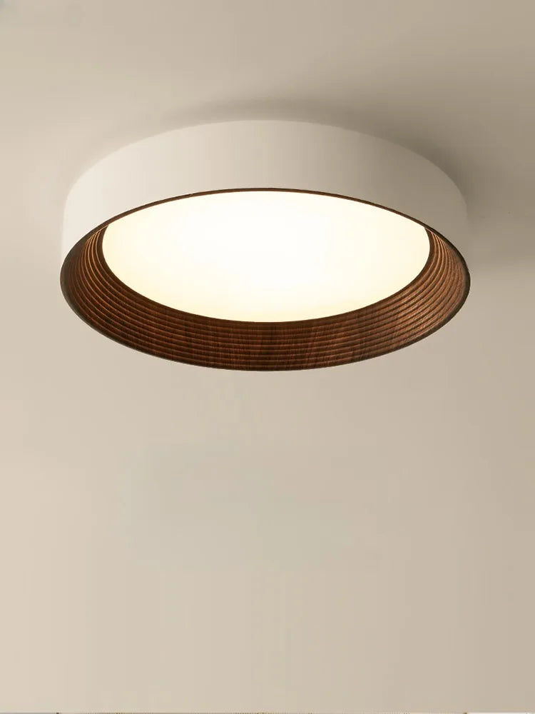 Minimalist Modern Wood Walnut color LED Ceiling Lamp Living Room Bedroom Hotel Decor Nordic ceiling light fixtures with RC