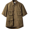 American Retro Workwear Shirt Khaki Short Sleeve Multi Pocket Summer Trendy Brand Men's Fashion Casual Shirt Youth Style