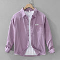 Men's Pure Cotton Shirt Solid Casual Heavyweight Button Down Collar Shirts Long Sleeve Dress Shirts With Pocket