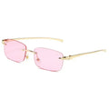 Classic Casual Sun Glasses UV400 Cut Edge Frameless Sunglasses New Rectangle Vintage Sunglasses with High Grade Leopard Style