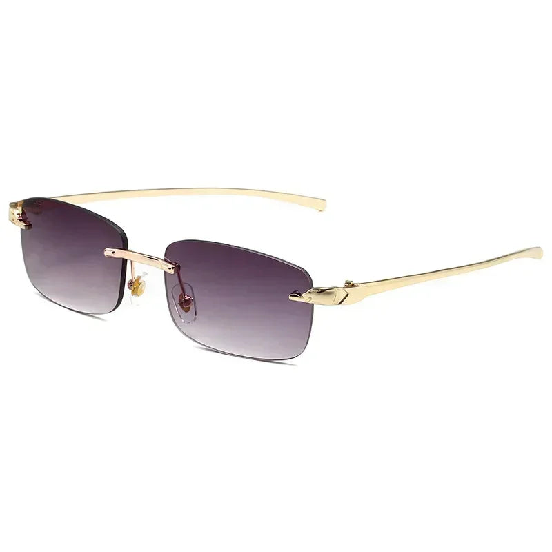 Classic Casual Sun Glasses UV400 Cut Edge Frameless Sunglasses New Rectangle Vintage Sunglasses with High Grade Leopard Style