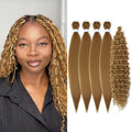 4+1 5 Dundle Deals Brown To Honey Blonde Curly Crochet Braids Pre Stretched,Ombre Knotless Boho Hair for Braiding Hair Synthetic