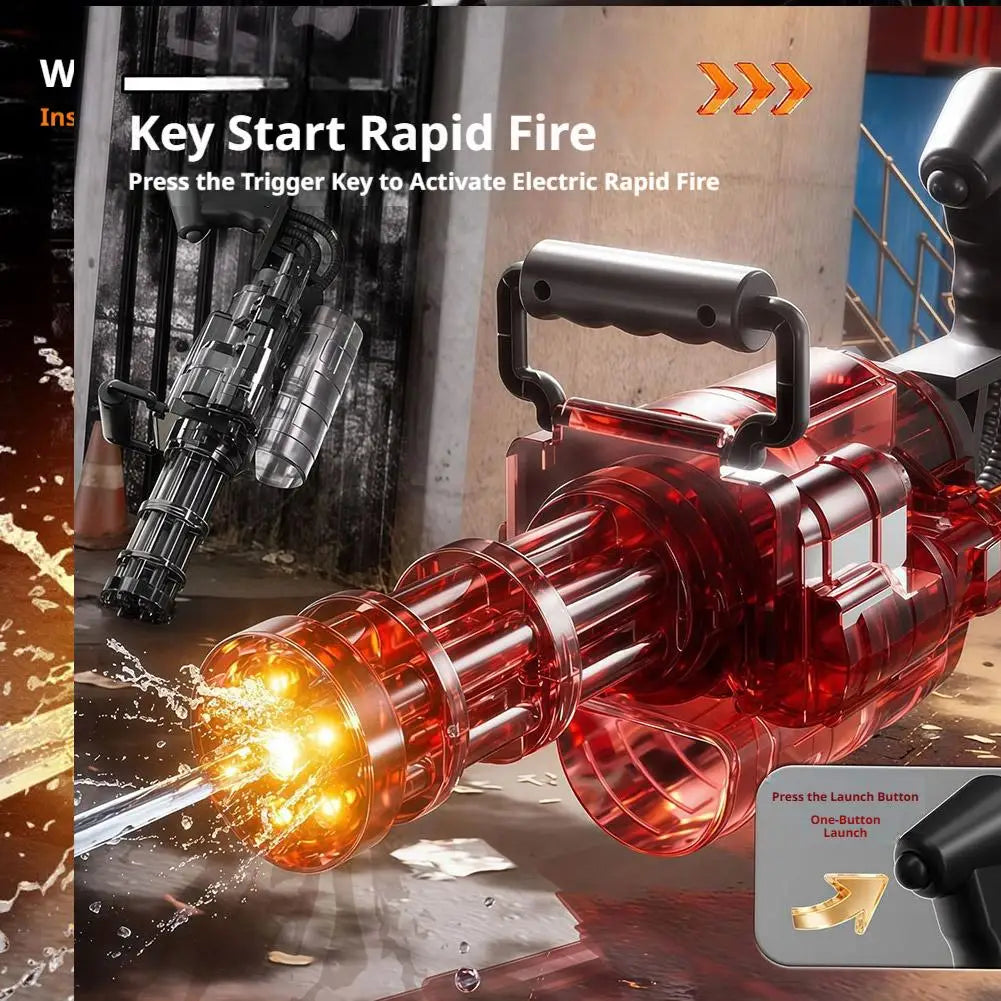 Electric Water Gun with Simulated Muzzle Flame Light Automatic Continuous Shooting High Capacity Water Pistol Toy for Kids