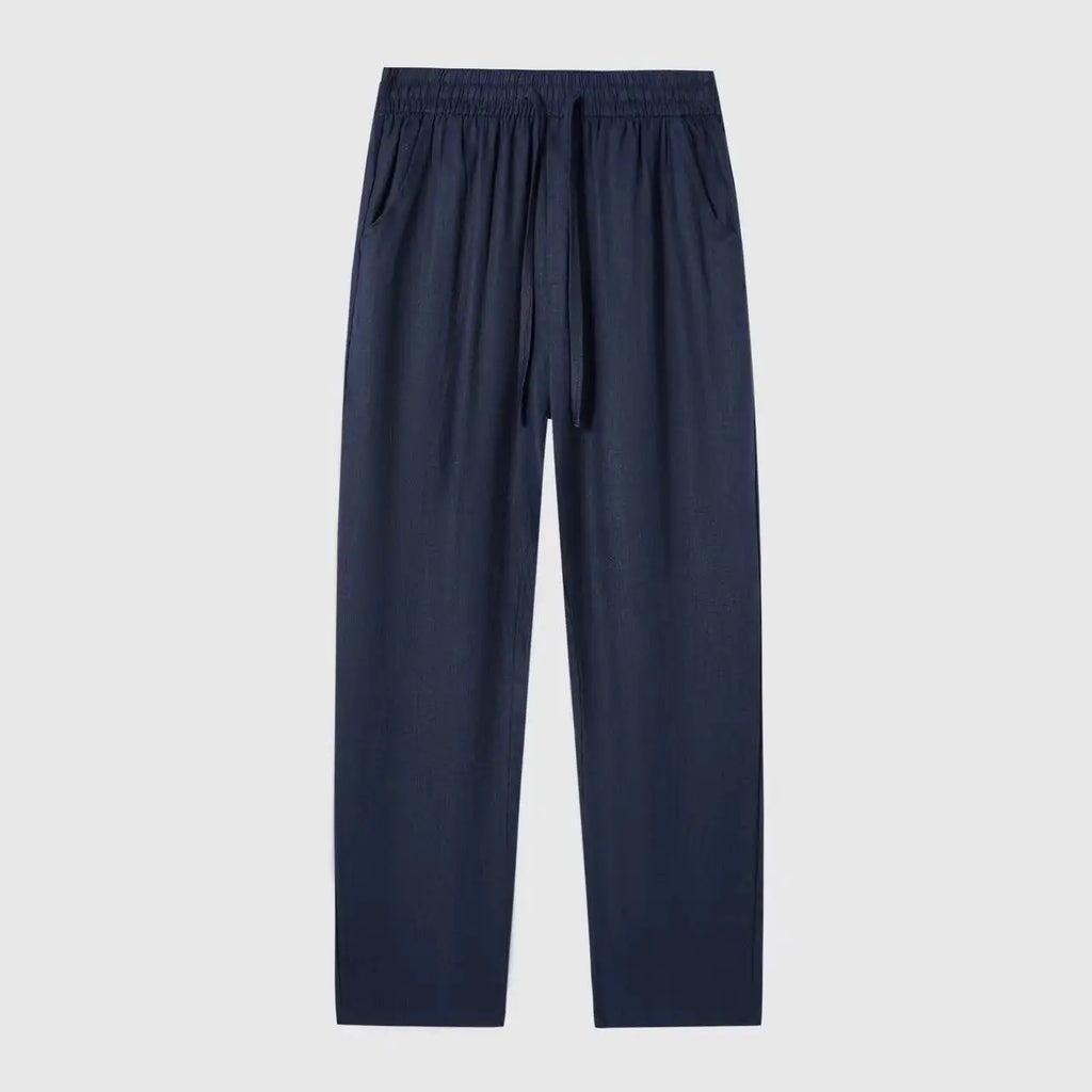 Summer Men's Cotton Linen Long Pants Solid Color Breathable Linen Trousers Male Casual Elastic Waist Casual Pants Harajuku Trous