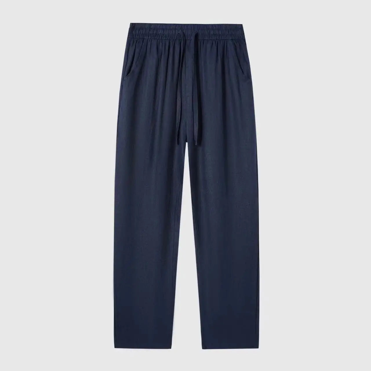 Summer Men's Cotton Linen Long Pants Solid Color Breathable Linen Trousers Male Casual Elastic Waist Casual Pants Harajuku Trous