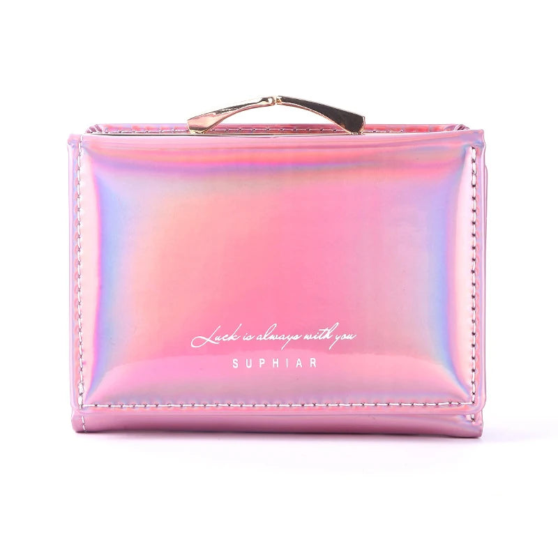 Women's	Wallets Fashion Rainbow Credit Card Holder Purses with Coin Pocket for Women Portable Short PU Leather Cute Wallet