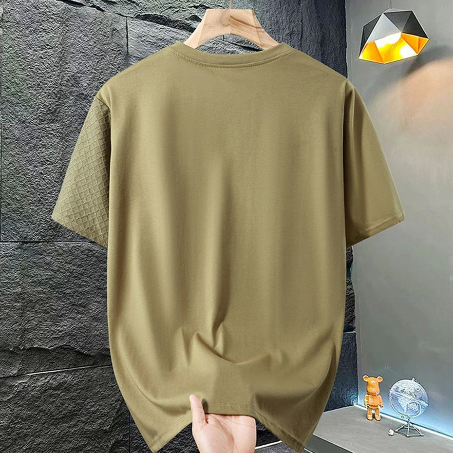 10XL 11XL Plus Size Summer T-shirt Men Short Sleeve T-shirts Fashion Casual Pocket Patchwork Tops Tees Male Big Size Tshirt