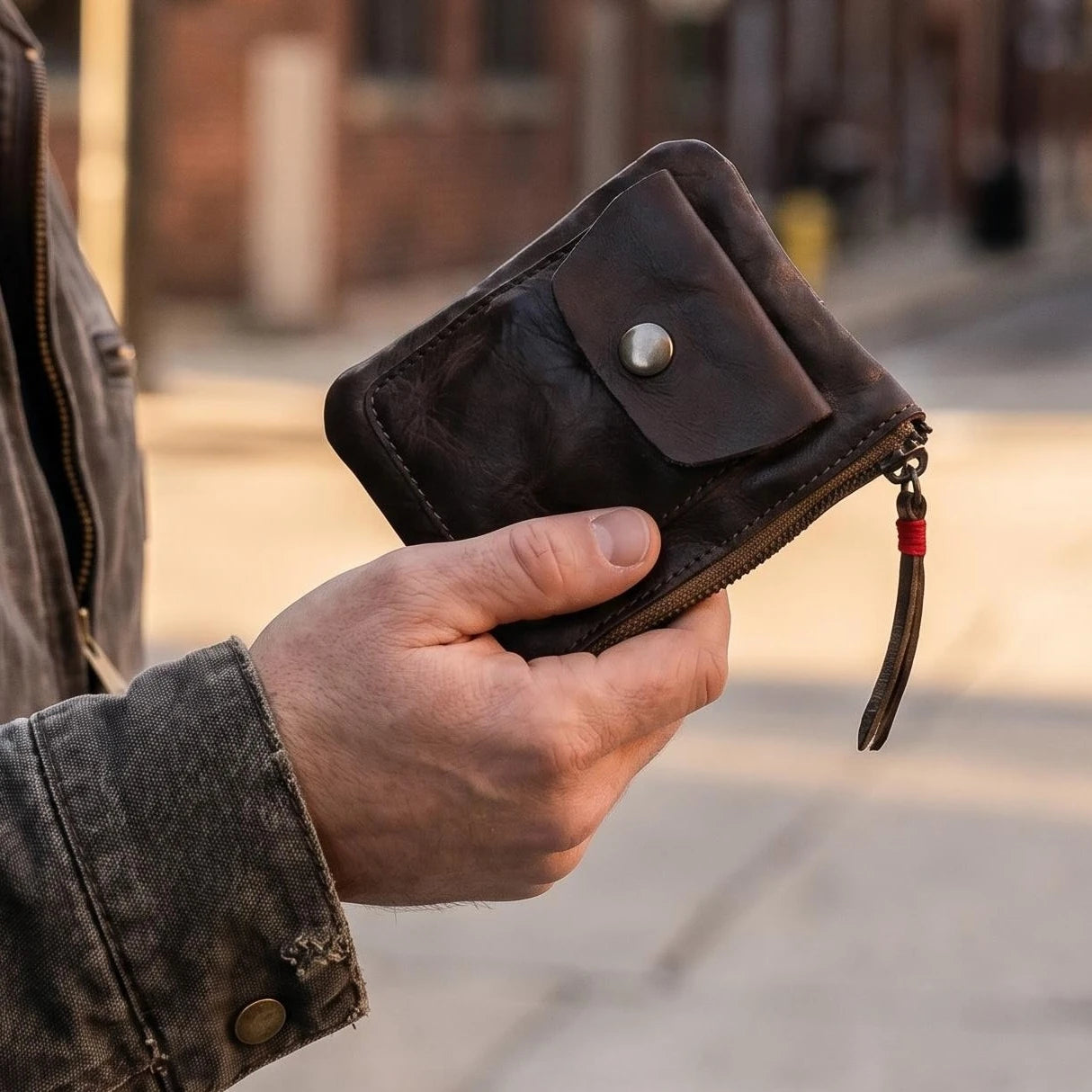 Cowhide Wallet Men's Leather Wallet Genuine Leather Men's Wallet Minimalist Wallet Credit Card Holder Earbuds Pouch