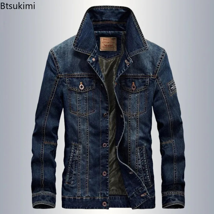 New Autumn Winter Men's Denim Jackets Thicken Fleece-Lined Lapel Warm Cotton-padded Coats Loose Casual Jean Jacket Plus Size 7XL