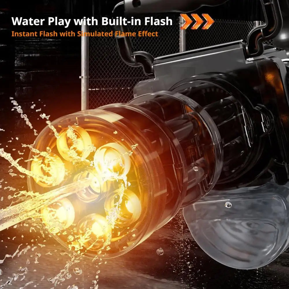 Electric Water Gun with Simulated Muzzle Flame Light Automatic Continuous Shooting High Capacity Water Pistol Toy for Kids