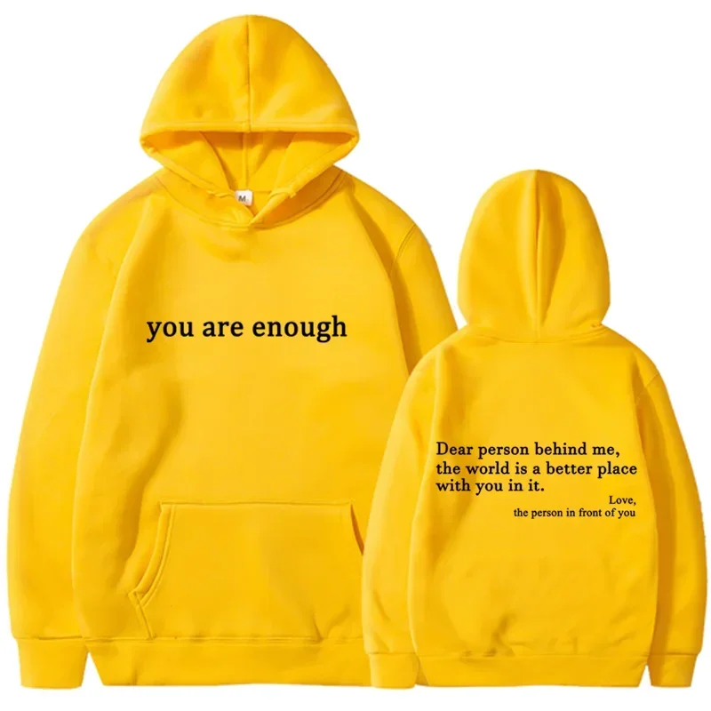 2025 Trendy You are enough Hoodie Men's and Women's Pullover Retro Hoodie Street Hip Hop Unisex Hot Selling Women's Hoodie Top