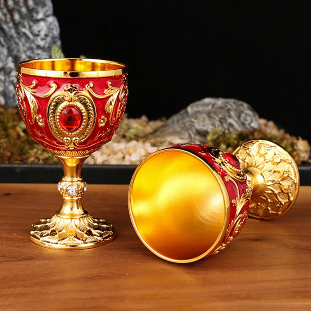 1pc Timeless Embossed Metal Chalice Goblet Vintage Wine Champagne Liqueur Cup Perfect for Bars Restaurants Home Decor