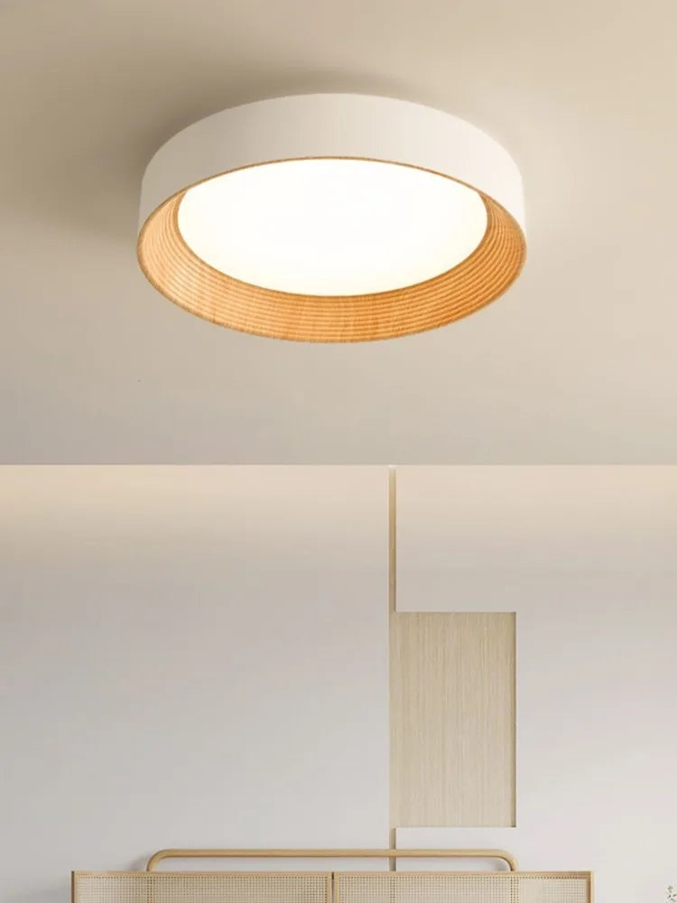 Minimalist Modern Wood Walnut color LED Ceiling Lamp Living Room Bedroom Hotel Decor Nordic ceiling light fixtures with RC
