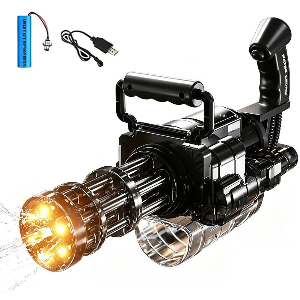 Electric Water Gun with Simulated Muzzle Flame Light Automatic Continuous Shooting High Capacity Water Pistol Toy for Kids