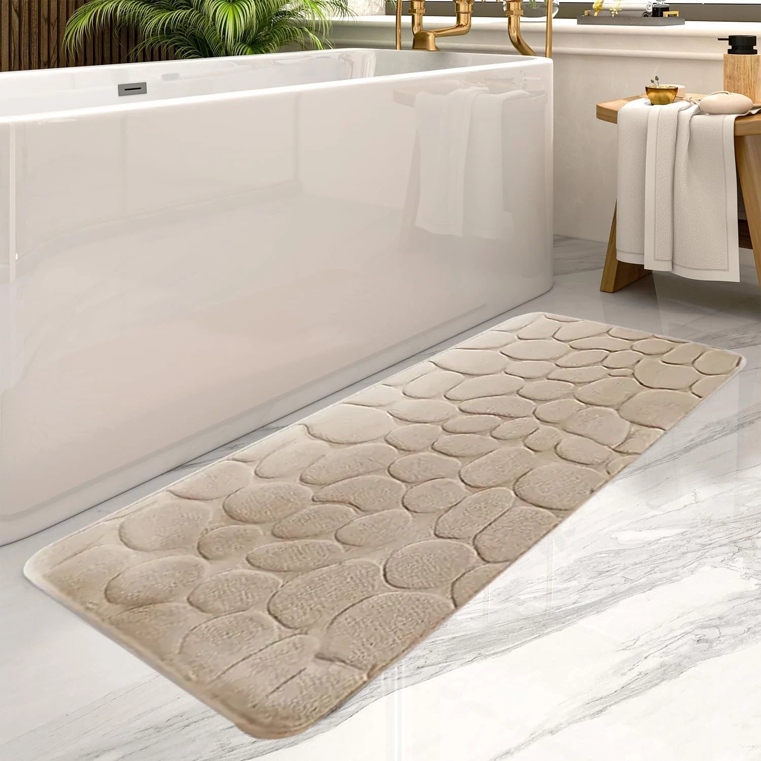 Large Size Bathroom Floor Mat Non-slip Absorbent Bathroom Rug Long Strip Bathtub Floor Mat Home Decor 19.7x47.2in mat