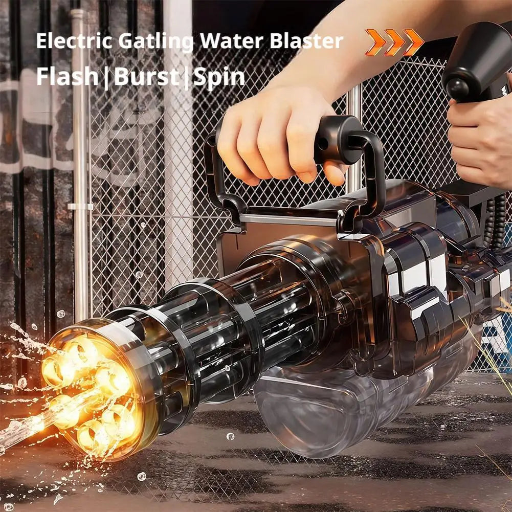 Electric Water Gun with Simulated Muzzle Flame Light Automatic Continuous Shooting High Capacity Water Pistol Toy for Kids