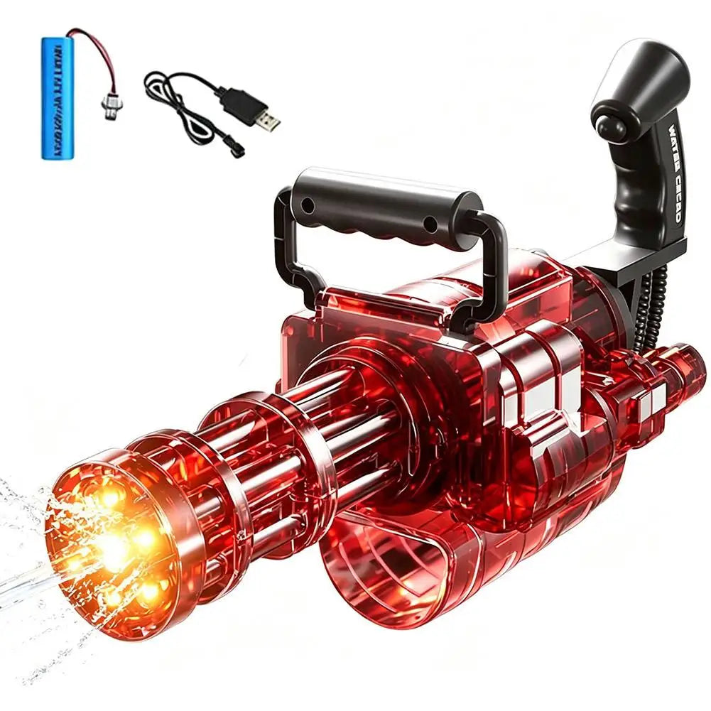 Electric Water Gun with Simulated Muzzle Flame Light Automatic Continuous Shooting High Capacity Water Pistol Toy for Kids
