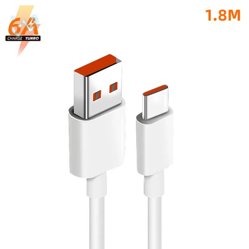 xiaomi 6A Usb Type C Cable Charger 120w Turbo Tipo Fast Charging For Redmi 13 12 11 10 Pro ultra Poco x3 Redmi Note K70 6050 40