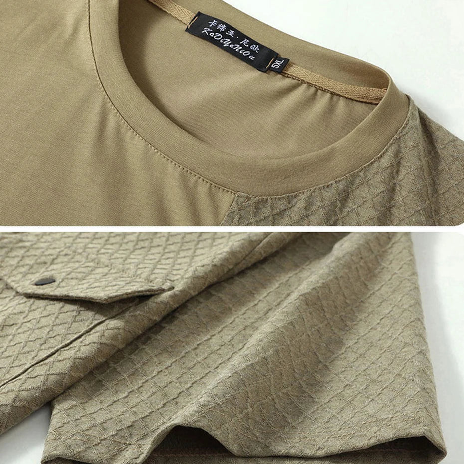 10XL 11XL Plus Size Summer T-shirt Men Short Sleeve T-shirts Fashion Casual Pocket Patchwork Tops Tees Male Big Size Tshirt