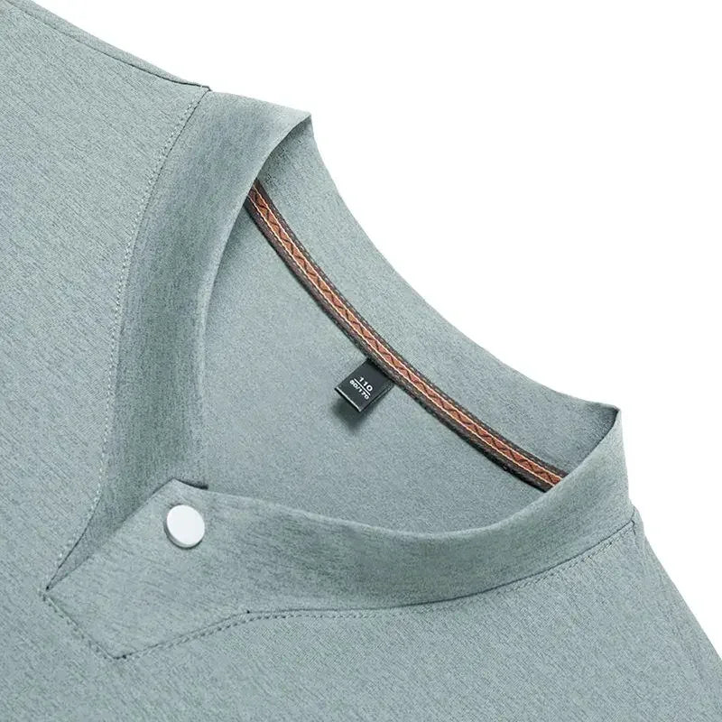 Men's T-shirt Classic V-Neck Short Sleeved Cotton Solid Button Super Soft High Quality L-4XL Casual Tshirt Design Men Tee Shirts