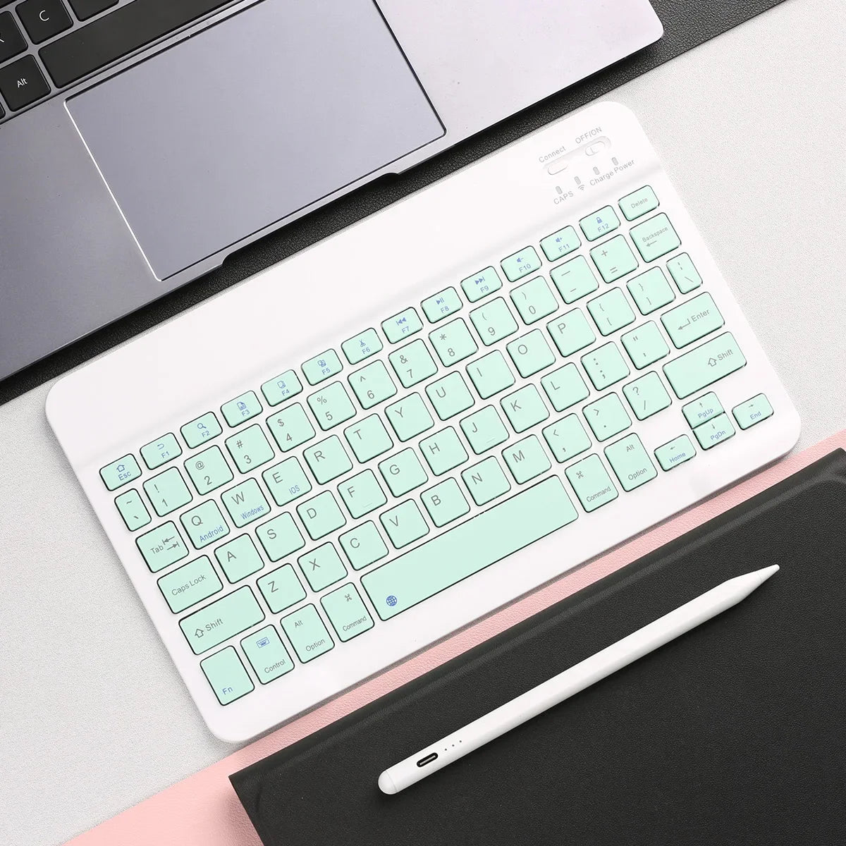 Bluetooth-compatible Keyboard for Android iOS Portable Rechargeable Universal Wireless Keyboard for Tablet Phone Laptop iPad