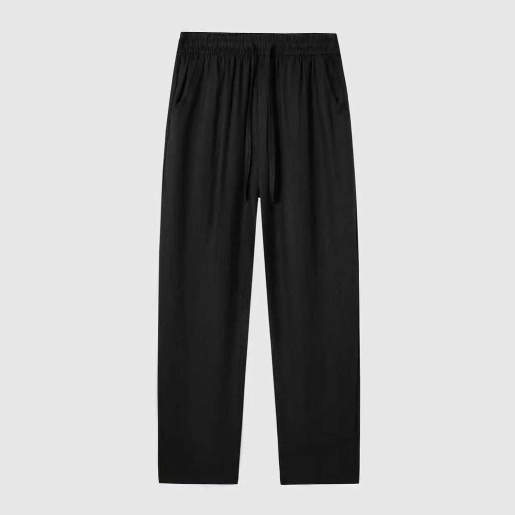 Summer Men's Cotton Linen Long Pants Solid Color Breathable Linen Trousers Male Casual Elastic Waist Casual Pants Harajuku Trous