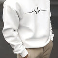 Men's autumn and winter fashionable casual loose electrocardiogram heartbeat pattern printed pullover with long sleeves