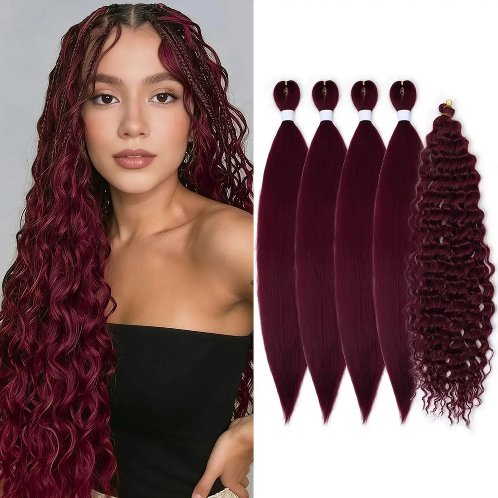 4+1 5 Dundle Deals Brown To Honey Blonde Curly Crochet Braids Pre Stretched,Ombre Knotless Boho Hair for Braiding Hair Synthetic