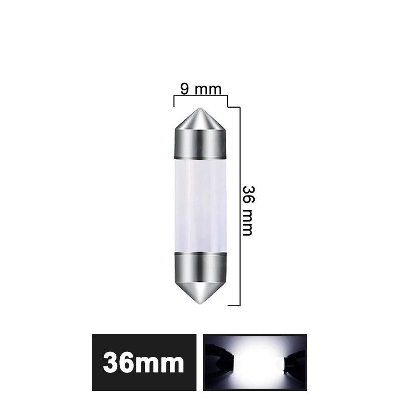 1/10 PCS Car Interior Dome Light C5W C10W Festoon LED Bulb 31mm 36mm 39mm 41mm COB 12V 7000K White Auto Trunk License Plate Lamp