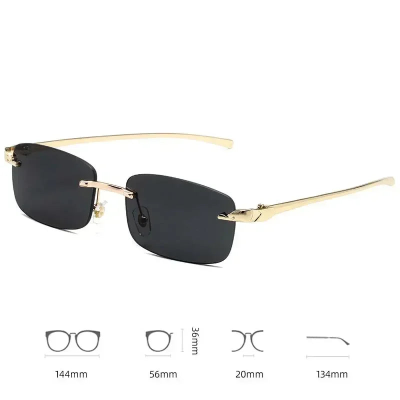 Classic Casual Sun Glasses UV400 Cut Edge Frameless Sunglasses New Rectangle Vintage Sunglasses with High Grade Leopard Style