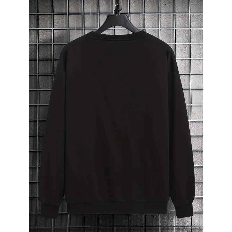 Men's autumn and winter fashionable casual loose electrocardiogram heartbeat pattern printed pullover with long sleeves