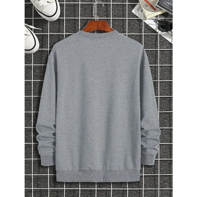 Men's autumn and winter fashionable casual loose electrocardiogram heartbeat pattern printed pullover with long sleeves
