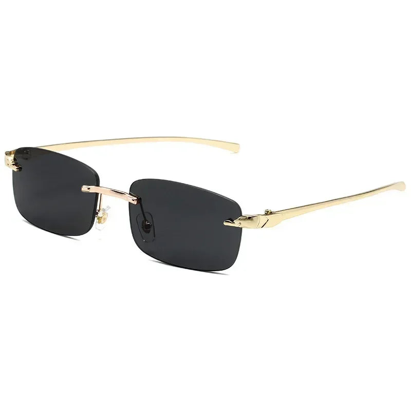 Classic Casual Sun Glasses UV400 Cut Edge Frameless Sunglasses New Rectangle Vintage Sunglasses with High Grade Leopard Style