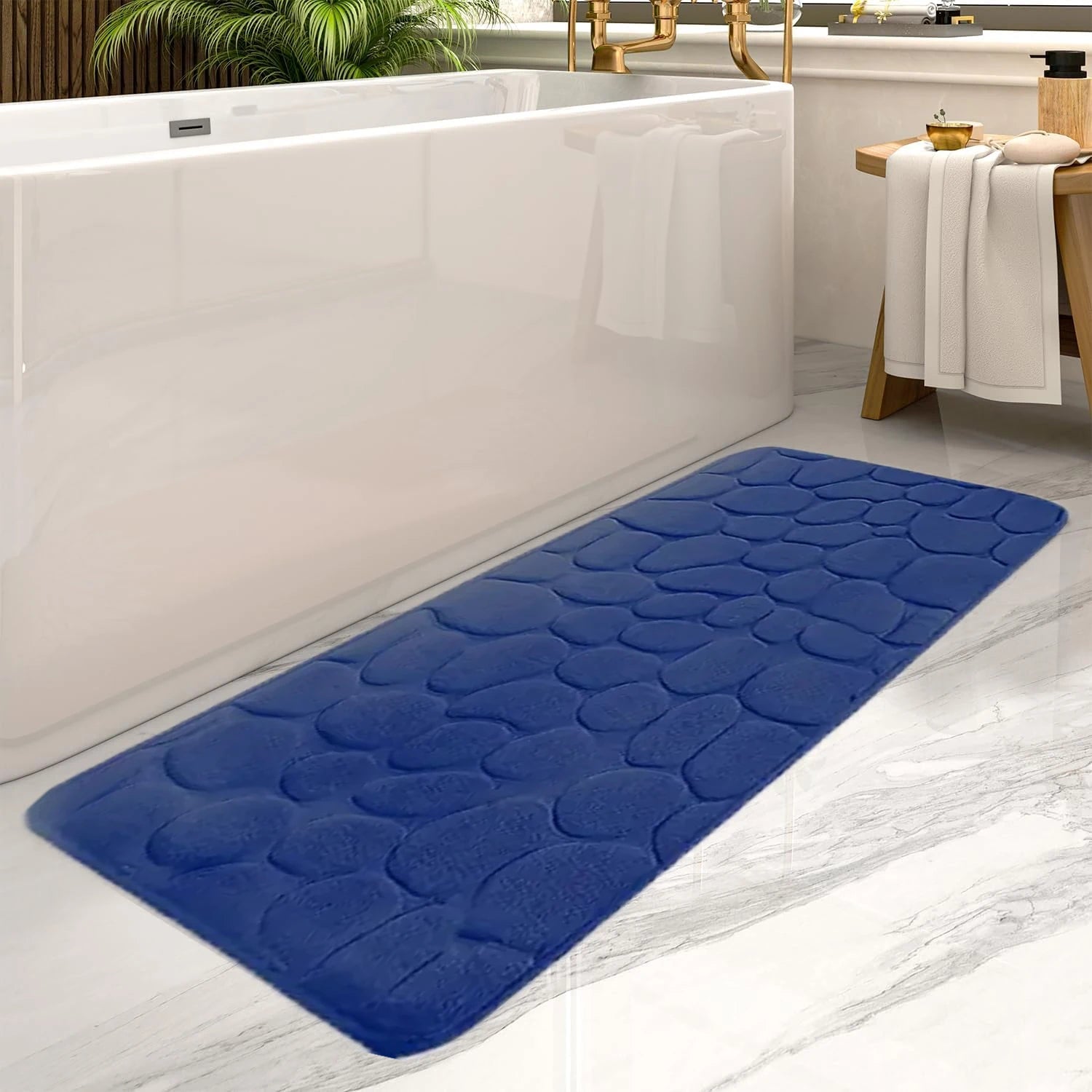 Large Size Bathroom Floor Mat Non-slip Absorbent Bathroom Rug Long Strip Bathtub Floor Mat Home Decor 19.7x47.2in mat