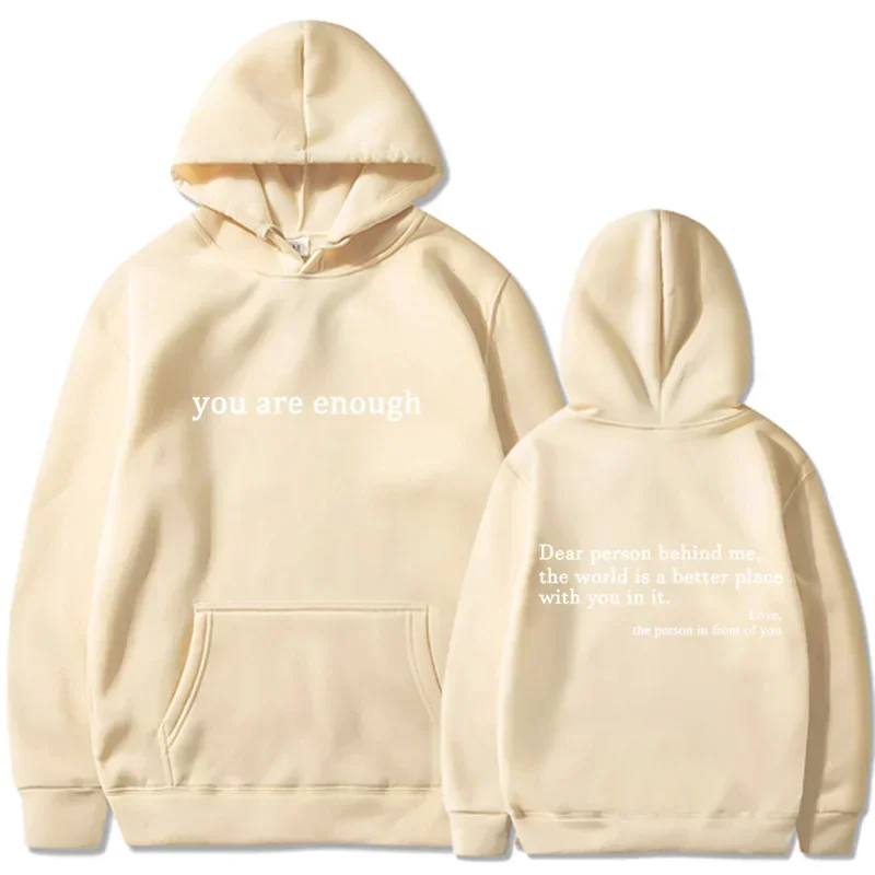 2025 Trendy You are enough Hoodie Men's and Women's Pullover Retro Hoodie Street Hip Hop Unisex Hot Selling Women's Hoodie Top