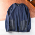 Autumn Winter Men's Polar Fleece Outdoor Warm Breathable Tactical Zipper Round Neck Long Sleeve Casual Splicing Color Sweatshirt
