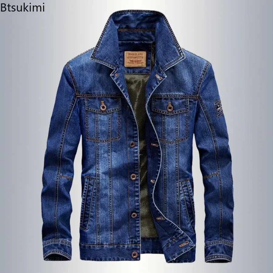 New Autumn Winter Men's Denim Jackets Thicken Fleece-Lined Lapel Warm Cotton-padded Coats Loose Casual Jean Jacket Plus Size 7XL