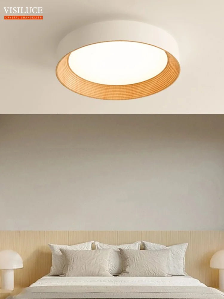 Minimalist Modern Wood Walnut color LED Ceiling Lamp Living Room Bedroom Hotel Decor Nordic ceiling light fixtures with RC